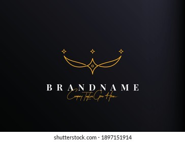 Elegant crown logo design. Vector illustration of elegant modern crown line art design. Vintage logo design vector line icon template