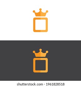 elegant crown logo in gold frame vector image