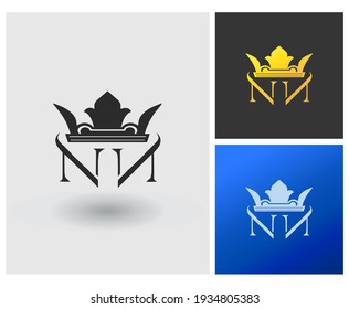 Elegant crown logo with symmetry letter NN initial company identity symbol vector