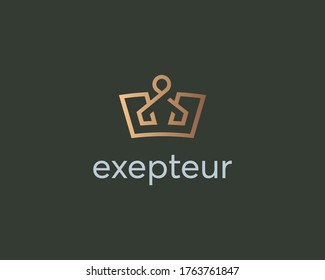 Elegant crown premium logo. Luxury royal king logotype. Monarch symbol. Creative vector logotype sign.