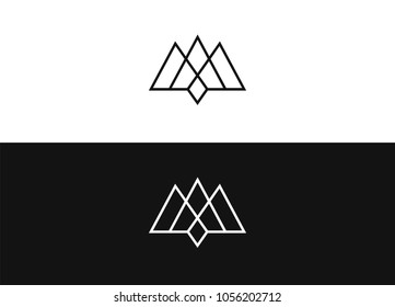 Elegant crown premium symbol. Luxury geometric royal logotype sign mark. Abstract team company intersection logo icon vector design. Royal king linear emblem. Black white element.