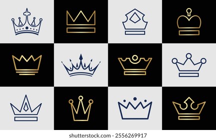 Elegant Crown Silhouettes and Royal Icons