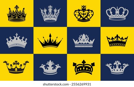 Elegant Crown Silhouettes and Royal Icons