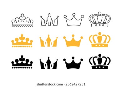 Elegant crown vector illustration sets for business branding, golden crown, crown collection, luxury, elegant, premium, majestic, decorative, crownlike, imagery, ornate, prestigious, affinity, beauty