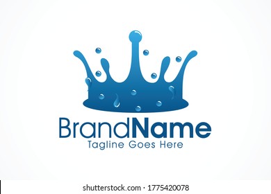 elegant crown water splash fresh water logo