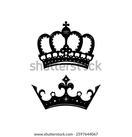 Elegant crowns design representing royalty and grace in black and white artistry