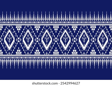 Elegant cultural, ethnic geometric pattern in navy and white