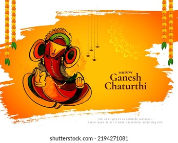 Elegant cultural Happy Ganesh Chaturthi Indian festival background vector