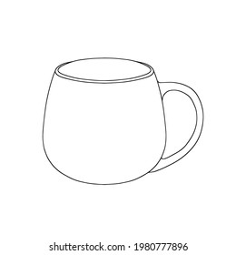 Elegante copa para diferentes bebidas con líneas suaves. Diseño moderno de vajilla. Icono de línea - taza.
