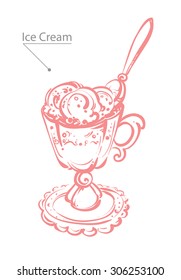 elegant cup with ice cream, vector