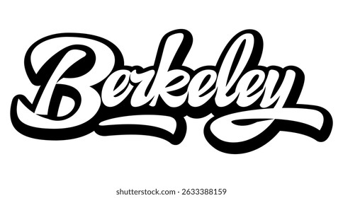 Elegant cursive Berkeley logo design in black and white.
