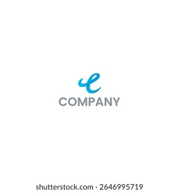 Elegant Cursive Letter E Logo in Blue Gradient isolated with white background. 