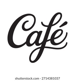 Elegant cursive lettering spells out the word caf in a simple black design