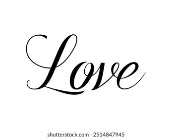 Elegant Cursive Love Script Text on a White Background