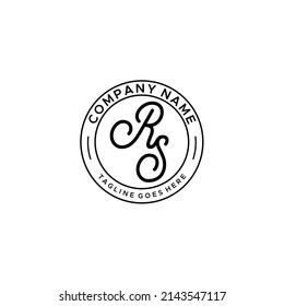 Elegant cursive rs monogram logo design in minimalist black and white circle