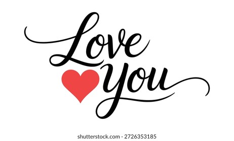 Texto cursivo elegante “Te amo” con símbolo de corazón rojo entre palabras, diseño romántico y cariñoso que implica “Te amo”, tipografía sentida para la devoción y la conexión emocional
