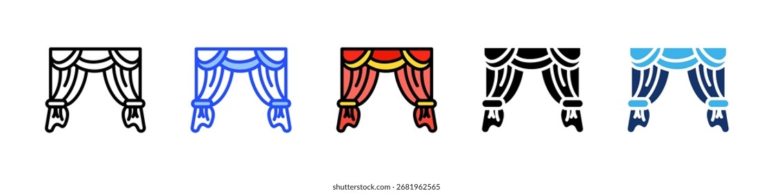Elegant Curtains Icon Collection With Multiple Styles