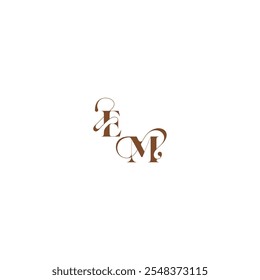 elegant curve monogram EM wedding logo concept bold and hairline initial letter