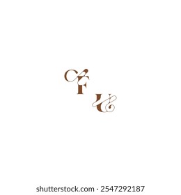 elegant curve monogram FU wedding logo concept bold and hairline initial letter