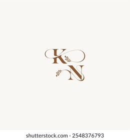 elegant curve organic bold and hairline monogram letter wedding monogram logo initial KN