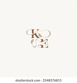 elegant curve organic bold and hairline monogram letter wedding monogram logo initial KE