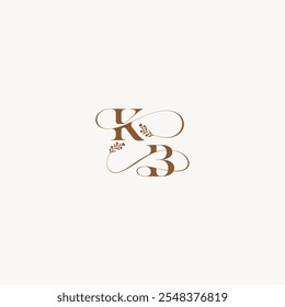 elegant curve organic bold and hairline monogram letter wedding monogram logo initial KB