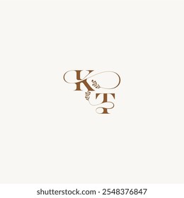 elegant curve organic bold and hairline monogram letter wedding monogram logo initial KT