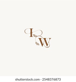 elegant curve organic bold and hairline monogram letter wedding monogram logo initial IW