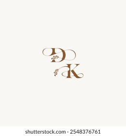elegant curve organic DK wedding monogram logo initial bold and hairline monogram letter