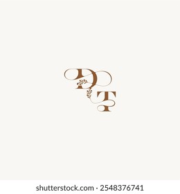 elegant curve organic DT wedding monogram logo initial bold and hairline monogram letter