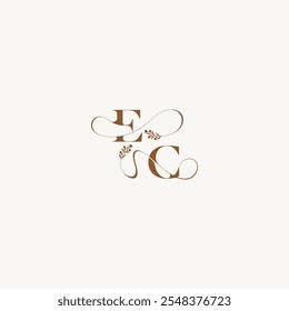 elegant curve organic EC wedding monogram logo initial bold and hairline monogram letter