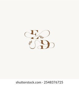 elegant curve organic ED wedding monogram logo initial bold and hairline monogram letter
