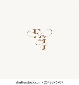 elegant curve organic EJ wedding monogram logo initial bold and hairline monogram letter