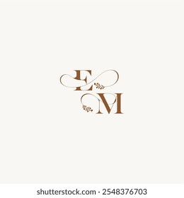 elegant curve organic EM wedding monogram logo initial bold and hairline monogram letter