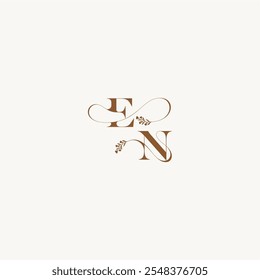 elegant curve organic EN wedding monogram logo initial bold and hairline monogram letter