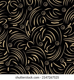 Elegantes líneas curvadas Diseño de fondo transparente ornamento dorado brillante para textil, envoltura, patrón de mujer damascal