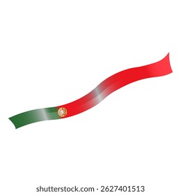 Elegant Curved Ribbon with Portuguese Flag Colors and National Emblem

