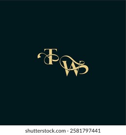 elegant and curvy style monogram TW bold concept design letter wedding logo initial