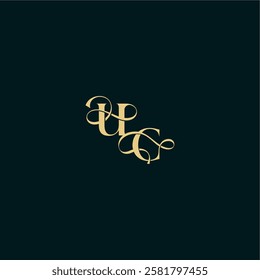 elegant and curvy style monogram UC bold concept design letter wedding logo initial