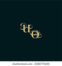 elegant and curvy style monogram UO bold concept design letter wedding logo initial