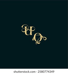 elegant and curvy style monogram UQ bold concept design letter wedding logo initial
