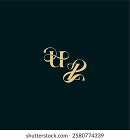 elegant and curvy style monogram UZ bold concept design letter wedding logo initial