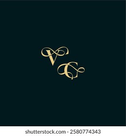 elegant and curvy style monogram VC bold concept design letter wedding logo initial