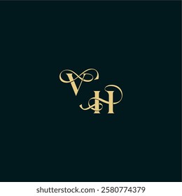 elegant and curvy style monogram VH bold concept design letter wedding logo initial