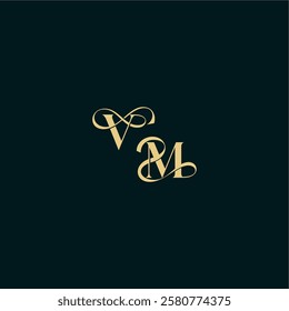 elegant and curvy style monogram VM bold concept design letter wedding logo initial