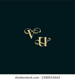 elegant and curvy style monogram VU bold concept design letter wedding logo initial