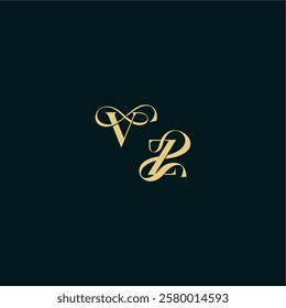 elegant and curvy style monogram VZ bold concept design letter wedding logo initial
