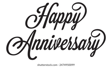 Elegant “Happy Anniversary” in a custom script font. Bold, smooth curves, perfect for greeting cards, banners, and digital messages. Keywords: unique script font, elegant, anniversary, vector.