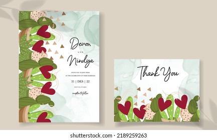 Elegant cute cartoon cactus wedding card design