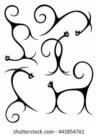 Elegant cute cats.  Cats set, Cats line image, Cats cute, Cats together, Cats black, Cats cartoon.